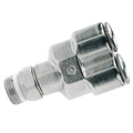 4MM OD X 1/8 SWIVEL Y CONNECTOR SPRINT - 1/8" BSP Parallel Male x 4mm Outside Diameter, Super-Rapid Push-in Fitting, Swivel Y Connector, Nickel Plated Brass, Working Temperature -10Â°C to +60Â°C, Maximum Working Pressure 16 bar, Camozzi