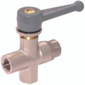 1/4"BSPF x 6mm OD Ball Valve Ni Plated - 1/4" BSP Parallel Female x 6mm Outside Diameter, Ball Valve, Female Right Angled Porting - Panel Mountable, Standard 3 Way, Nickel Plated Brass, Nitrile, Working Temperature -20°C to +80°C, Maximum Working Pressure