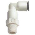 6MM 3/8 BSPT MALE LIQUIFIT STUD ELBOW - 3/8" BSP Taper Male x 6mm Outside Diameter, Liquifit Leak-free Push-in Metric Tube Fitting, 90Â° Stud Swivel Elbow, Plastic, Working Temperature -10Â°C to +95Â°C, Maximum Working Pressure 16 bar, Parker Legris