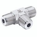 3/4" NPT Tee - 3/4" NPT Male, Hydraulic 316 Stainless Steel Twin Ferrule Imperial Compression Fitting, Male Branch x Tube, Tee, To Suit 3/4" Outside Diameter, Panam