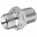 3/8" BSP x 3/8" NPT Male/Male - 3/8" BSP Parallel Male x 3/8" NPT Male, Hydraulic Adaptor, Straight, Stainless Steel, Panam 3/8" BSP x 3/8" NPT Male/Male - 3/8" BSP Parallel Male x 3/8" NPT Male, Hydraulic Adaptor, Straight, Stainless Steel, Panam