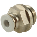 14mm x 3/8" BSPP Male Stud - 3/8" BSP Parallel Male x 14mm Outside Diameter, One Touch+ Plastic Push-in Metric Tube Fitting, Stud, Plastic/Brass Nickel Plated, Working Temperature 0Â°C to +60Â°C, Maxmimum Working Pressure 16 bar, Kelm