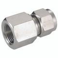 FEMALE ISO CONNECTOR 6 OD 3/8 BSPT - 3/8" BSP Tapered Female x 6mm Outside Diameter, Hydraulic Twin Ferrule Metric Compression Fitting, Stud Coupling, 316 Stainless Steel, Panam
