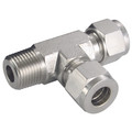 1/8" NPT x 6mm Outside Diameter Tee - 1/8" NPT Female x 6mm Outside Diameter, Hydraulic Twin Ferrule Metric Compression Fitting, Tee, Female Branch x Tube, 316 Stainless Steel, Panam