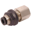 12MM X 3/8" FEMALE BULKHEAD BSPP - 3/8" BSP Parallel Female x 12mm Outside Diameter, LF3000 Metric Push-in Tube Fitting, Bulkhead Connector, Plastic/Brass Nickel Plated, Working Temperature -20Â°C to +80Â°C, Maximum Working Pressure 20 bar, Parker Legris
