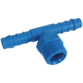 3/8" BSPT Male Branch Tee Hose Connector - 3/8" BSP Tapered Male, PVDF Fitting, Stud Hose Tail Tee, To Suit 1/2" Hose Inside Diameter, Working Temperature -20°C to +120°C, Maximum Working Pressure 14 bar, Tefen 3/8" BSPT Male Branch Tee Hose Connector - 3/8" BSP Tapered Male, PVDF Fitting, Stud Hose Tail Tee, To Suit 1/2" Hose Inside Diameter, Working Temperature -20°C to +120°C, Maximum Working Pressure 14 bar, Tefen