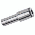 08MM OD X 10MM OD STEM REDUCER PUSHIN - 8mm Outside Diameter x 10mm Stem Outside Diameter, Super-Rapid Push-in Fitting, Reducing, Straight Stem Connector, Nickel Plated Brass, Working Temperature -10Â°C to +60Â°C, Maximum Working Pressure 16 bar, Camozzi