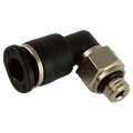 1/8" BSPP x 6mm Micro Male Elbow - 1/8" BSP Parallel Male x 6mm Outside Diameter, Pneumatic One Touch Micro Push-in Metric Tube Fitting, 90Â° Stud Swivel Elbow, Plastic/Brass Nickel Plated, Working Temperature 0Â°C to +60Â°C, Maximum Working pressure 10 b