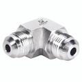 9/16"-18 UNF x 1/4" BSP Tapered Elbow - 9/16"-18 UNF Male x 1/4" BSP Tapered Male, 37Â° JIC Flare Fitting, Fixed, 90Â° Elbow, Stainless Steel, Panam