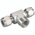 1/8" NPT x 8mm Outside Diameter Tee - 1/8" NPT Male x 8mm Outside Diameter, Hydraulic Twin Ferrule Metric Compression Fitting, Tee, Male Branch x Tube, 316 Stainless Steel, PanamAll images used are for illustrative purposes only