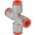 6MM TUBE FITTING ON ALL SIDES - 6mm Outside Diameter, Equal Cross, Brass Nickel Plated, Working Temperature -20Ã‚Â° C to +80Ã‚Â°C, Working Pressure -0