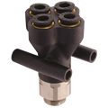 6MM X 1/4" DBLE Y BSPP - 1/4" BSP Parallel Male x 6mm Outside Diameter, LF3000 Metric Push-in Tube Fitting, Stud Double Y, Plastic/Brass Nickel Plated, Working Temperature -20Ã‚Â°C to +80Ã‚Â°C, Maximum Working Pressure 20 bar, Parker LegrisAll images u