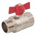 1/4"BSPM x 1/4"BSPF Brass Ball Valve Red T Hdle - 1/4" BSP Parallel Male x 1/4" BSP Parallel Female, Ball Valve, Red T Handle, Nickel Plated Brass Body, PTFE Seal, Working Temperature -10ï¿½C to +60ï¿½C, Maximum Working Pressure 25 bar, FT ProAll image