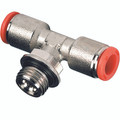 MALE STUD SWIVEL TEE 8MM - G1/8" P&T - 1/8" BSP Parallel x 8mm Outside Diameter, Male Stud Swivel Tee, Brass Nickel Plated, Working Temperature -20° C to +80°C, Working Pressure -0 MALE STUD SWIVEL TEE 8MM - G1/8" P&T - 1/8" BSP Parallel x 8mm Outside Diameter, Male Stud Swivel Tee, Brass Nickel Plated, Working Temperature -20° C to +80°C, Working Pressure -0