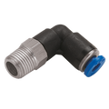 10mm x 1/8" NPT Male Stud Elbow - 1/8" NPT Male x 10mm Outside Diameter, Pneumatic One Touch Plastic Push-in Metric Tube Fitting, 90Ã‚Â° Stud Swivel Elbow, Plastic/Brass Nickel Plated, Working Temperature 0Ã‚Â°C to +60Ã‚Â°C, Maximum Working Pressure 10 ba