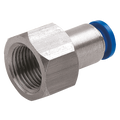 1/2" OD X 1/2" NPT FEM STUD PUSHIN HEX - 1/2" NPT Female x 1/2" Outside Diameter, Pneumatic One Touch Plastic Push-in Imperial Tube Fitting, Stud, Plastic/Brass Nickel Plated, Working Temperature 0Ã‚Â°C to +60Ã‚Â°C, Maximum Working Pressure 10 bar, Kelm<p