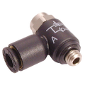 6MM X 1/8" COMPACT SUPPLY VERSION - 1/8" BSP Parallel Male x 6mm Outside Diameter, Compact 90Ã‚Â° Manual Flow Controller with Recessed Adjustment Screw, Uni-Directional to Suit Valve, Working Temperature 0Ã‚Â°C to +70Ã‚Â°C, Maximum Working Pressure 10 bar