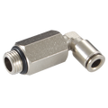1/8" X 04MM OD BSPP MALE STUD EXT ELBOW - 1/8" BSP Parallel Male x 4mm Outside Diameter, Pneumatic One Touch All Metal Push-in Metric Tube Fitting, Extended, 90Ã‚Â° Stud Swivel Elbow, Brass Nickel Plated, Working Temperature -10Ã‚Â°C to +60Ã‚Â°C, Maximum