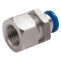 8mm x 3/8" NPT Female Bulkhead - 3/8" NPT Female x 8mm Outside Diameter, Pneumatic One Touch Plastic Push-in Metric Tube Fitting, Bulkhead, Plastic/Brass Nickel Plated, Working Temperature 0Ã‚Â°C to +60Ã‚Â°C, Maximum Working Pressure 10 bar, KelmAll im