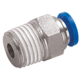 10mm x 3/8" NPT Male Stud - 3/8" NPT Male x 10mm Outside Diameter, Pneumatic One Touch Plastic Push-in Metric Tube Fitting, Stud, Plastic/Brass Nickel Plated, Working Temperature 0Ã‚Â°C to +60Ã‚Â°C, Maximum Working Pressure 10 bar, KelmAll images used