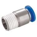1/2" OD X 1/4" NPT MALE STUD PUSHIN ROU - 1/2" NPT Male x 1/4" Outside Diameter, Pneumatic One Touch Plastic Push-in Imperial Tube Fitting, Round Body, Stud, Plastic/Brass Nickel Plated, Working Temperature 0Ã‚Â°C to +60Ã‚Â°C, Maximum Working Pressure 10