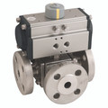 6" PN16 SS 3WT BV F/W HAIT SA ACT - 6" PN16 Flange, 3 Way Ball Valve Fitted with a Pneumatic Actuator, T Port, Single Acting, Stainless Steel Valve Material, Valve Working Temperature -20Ã‚Â°C to +200Ã‚Â°C, Actuator Working Temperature -20Ã‚Â°C to +90Ã‚Â°