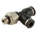 1/16"NPT X 1/8" MICRO M.TEE RUN - 1/16" NPT Male x 1/8" Outside Diameter, Pneumatic One Touch Micro Push-in Imperial Tube Fitting, Stud Run Swivel Tee, Plastic/Brass Nickel Plated, Working Temperature 0Ã‚Â°C to +60Ã‚Â°C, Maximum Working Pressure 10 bar, K