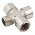 1/4" BSPT Male x 1/4" BSPP Female Equal Cross - 1/4" BSP Taper Male x 1/4" BSP Parallel Female, Brass Nickel Plated Adaptor, Equal Cross, KelmAll images used are for illustrative purposes only