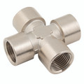 1/2" BSPP Female Equal Cross - 1/2" BSP Parallel Female, Brass Nickel Plated Adaptor, Equal Cross, KelmAll images used are for illustrative purposes only