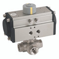 1/2" 3WL BSP SS BV F/W HSA-063 SA ACT - 1/2" BSP Parallel, 3 Way Ball Valve Fitted with a Pneumatic Actuator, L Port, Single Acting, Stainless Steel Valve Material, FPM Seal Material, Valve Working Temperature -25Ã‚Â°C to +180Ã‚Â°C, Actuator Working Tempe