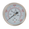 63MM 0-12B STST.1/4"BSP CNTR BK DRY GAUG - 1/4" BSP Parallel Male, Stainless Steel Gauge, Centre Back Connection, Dry Gauge, 63mm Dial Diameter, Working Pressure 0-200 psi, Working Pressure 0-12 bar, Air-ProAll images used are for illustrative purposes