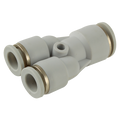 6mm x 8mm Y - 6mm Outside Diameter x 8mm Outside Diameter, One Touch+ Plastic Push-in Metric Tube Fitting, Reducing on Split Tube x Tube, Y Connector, Plastic/Brass Nickel Plated, Working Temperature 0Ã‚Â°C to +60Ã‚Â°C, Maximum Working Pressure 16 bar, Ke