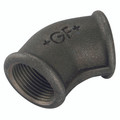 1/2BSP FEM EQUAL 45Â° ELBOW BLACK GF120 - 1/2" BSP Parallel Female, Malleable Iron Pipe Fitting, Black, Equal 45Ã‚Â° Elbow, Fig
