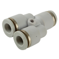 16mm Equal Y - 16mm Outside Diameter, One Touch+ Plastic Push-in Metric Tube Fitting, Equal Tube x Tube, Y Connector, Plastic/Brass Nickel Plated, Working Temperature 0Ã‚Â°C to +60Ã‚Â°C, Maximum Working Pressure 16 bar, KelmAll images used are for illu