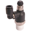 6MM X 1/8" COMPACT SWIVEL OUTLET - 1/8" BSP Parallel Male x 6mm Outside Diameter, Compact Swivel 90Ã‚Â° Manual Flow Controller, Uni-Directional to Suit Cylinder, Working Temperature 0Ã‚Â°C to +70Ã‚Â°C, Maximum Working Pressure 10 bar, Parker LegrisAll
