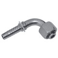 M30 x 2 Metric Female Light Duty 90Â° Swept Elbow - M30 x 2 Metric Female, Hydraulic Hose Connector, 24Â° Cone Seat DIN 3853 with O-Ring x Hose Tail, Light Duty, 90Â° Swept Elbow, to Suit 3/4" Hose Inside Diameter, Steel, Hexavalent Chromium Free Plating,