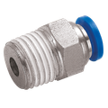 6mm x 3/8" NPT Male Stud - 3/8" NPT Male x 6mm Outside Diameter, Pneumatic One Touch Plastic Push-in Metric Tube Fitting, Stud, Plastic/Brass Nickel Plated, Working Temperature 0Ã‚Â°C to +60Ã‚Â°C, Maximum Working Pressure 10 bar, KelmAll images used ar