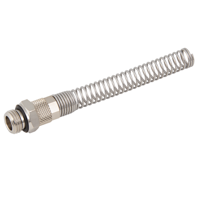 08/6mm OD x 1/4" BSPP Male Stud Springuard - 1/4" BSP Parallel Male, Pneumatic Quick-fit Push-on Fitting, Stud, Spring Guard, to Fit 8/6 Tube, Nickel Plated Brass, Working Temperature -18Ã‚Â°C to +70Ã‚Â°C, Maximum Working Pressure 15 bar, KelmAll image