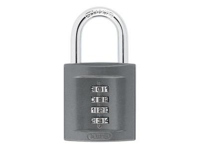 ABUS Mechanical 158/50 50mm Combination Padlock (4-Digit) Die-Cast Body Carded - The ABUS 158 Series Combination Padlock with a solid die-cast zinc body and a hardened steel shackle