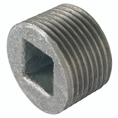 1" BSPP RECESSED PLUG GALVANISED GF596G - 1" BSP Tapered Male, Malleable Iron Pipe Fitting, Galvanised, Plug Recessed, Fig