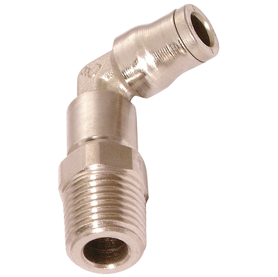 6MM X 1/4" EXTENDED STUD ELBOW BSPT - 1/4" BSP Taper Male x 6mm Outside Diameter, LF3600 Metric Push-in Tube Fitting, Extended, 90Ã‚Â° Stud Swivel Elbow, Nickel Plated Brass, Working Temperature -20Ã‚Â°C to +120Ã‚Â°C, Maximum Working Pressure 20 bar, Park