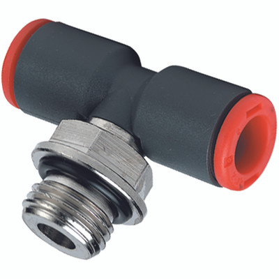 MALE STUD SWIV TEE 6MM - G1/8" TECHPOLY - 1/8" BSP Parallel x 6mm Outside Diameter, Male Stud Swivel Tee, Technopolymer, Working Temperature -20° C to +60°C, Working Pressure -0 MALE STUD SWIV TEE 6MM - G1/8" TECHPOLY - 1/8" BSP Parallel x 6mm Outside Diameter, Male Stud Swivel Tee, Technopolymer, Working Temperature -20° C to +60°C, Working Pressure -0