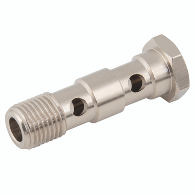 1/8" BSPP DOUBLE BANJO BOLT - 1/8" BSP Parallel Male, Pneumatic Quick-fit Push-on Fitting, Short, Banjo Bolt, Double, Nickel Plated Brass, Working Temperature -18Ã‚Â°C to +70Ã‚Â°C, Maximum Working Pressure 15 bar, KelmAll images used are for illustrati