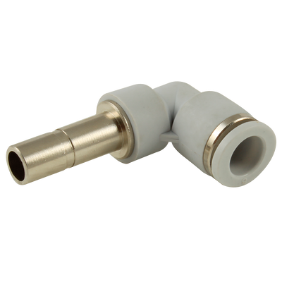 4mm x 4mm Stem Elbow - 4mm Outside Diameter x 4mm Stem Outside Diameter, One Touch+ Plastic Push-in Metric Tube Fitting, Equal Stem x Tube, 90° Elbow Stem Connector, Plastic/Brass Nickel Plated, Working Temperature 0°C to +60°C, Maximum Working P 4mm x 4mm Stem Elbow - 4mm Outside Diameter x 4mm Stem Outside Diameter, One Touch+ Plastic Push-in Metric Tube Fitting, Equal Stem x Tube, 90° Elbow Stem Connector, Plastic/Brass Nickel Plated, Working Temperature 0°C to +60°C, Maximum Working P