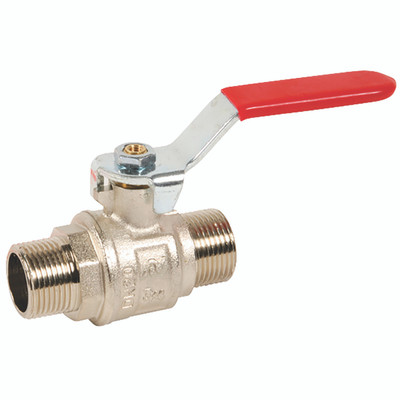 3/4" BSPP Brass Ball Valve RedLeverHandle - 3/4" BSP Parallel Male, Ball Valve, High PN40 Pressure, Heavy Model, Full Bore, Red Lever Handle, Nickel Plated Brass Body, PTFE Seal, Working Temperature -10ï¿½C to +120ï¿½C, Maximum Working Pressure 40 bar, FT