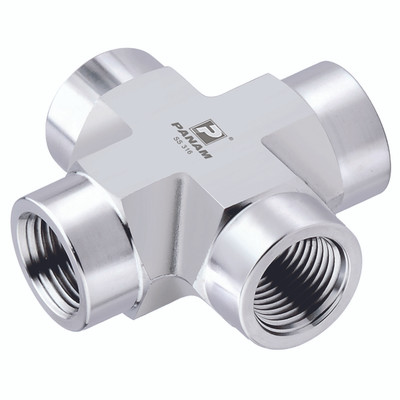 1/8" NPT FEMALE 316 CROSS - 1/8" NPT Female, Instrumentation Pipe Fitting, Cross, Stainless Steel, PanamAll images used are for illustrative purposes only