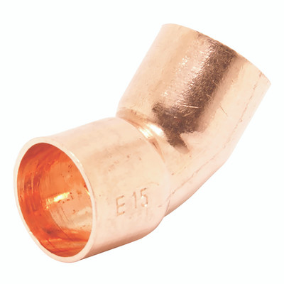 22MM END FEED 45Â° ELBOW - 22mm Outside Diameter, Plumbing End Feed Coupling, Equal, 45Â° Elbow, Copper, BS EN 1354 Part 1 Standard, Working Temperature -40Â°C to +110Â°C, FT ProAll images used are for illustrative purposes only