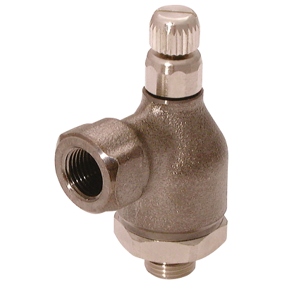1/2" - EXHAUST FLOW CONTROL - 1/2" BSP Parallel Male, Parker Legris Flow Control Regulator & Function Fitting, Metal Body 90Ã‚Â° Manual Flow Controller with Threaded Fitting, Uni-Directional to Suit Cylinder, Working Temperature 0Ã‚Â°C to +70Ã‚Â°C, Parker