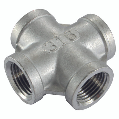 ST.STEEL EQUAL CROSS 2" BSP FEMALE - 2" BSP Parallel Female, Cross, 150lb Tube & Pipe Fitting, 316 Stainless Steel, HaitimaAll images used are for illustrative purposes only