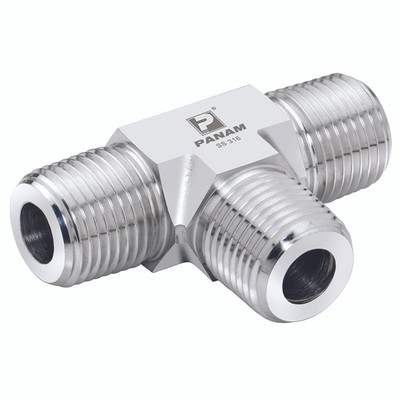 1/8" NPT MALE 316 TEE - 1/8" NPT Male, Instrumentation Pipe Fitting, Tee, Stainless Steel, PanamAll images used are for illustrative purposes only